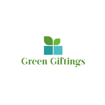 a logo with green leaves and blue squares
