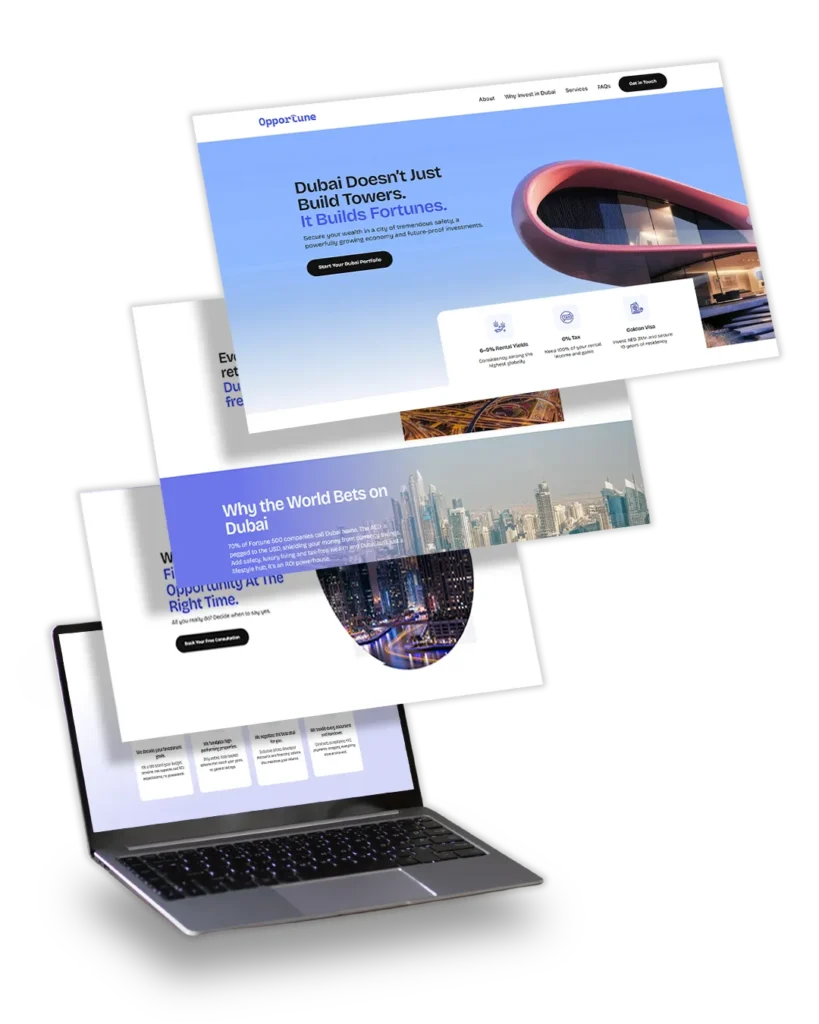 Opportune Real Estate Dubai Website by TOP digital agency in mumbai