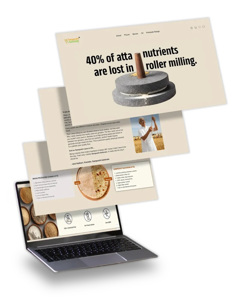 Sampusht Organic Food D2C Website by TOP digital agency in mumbai