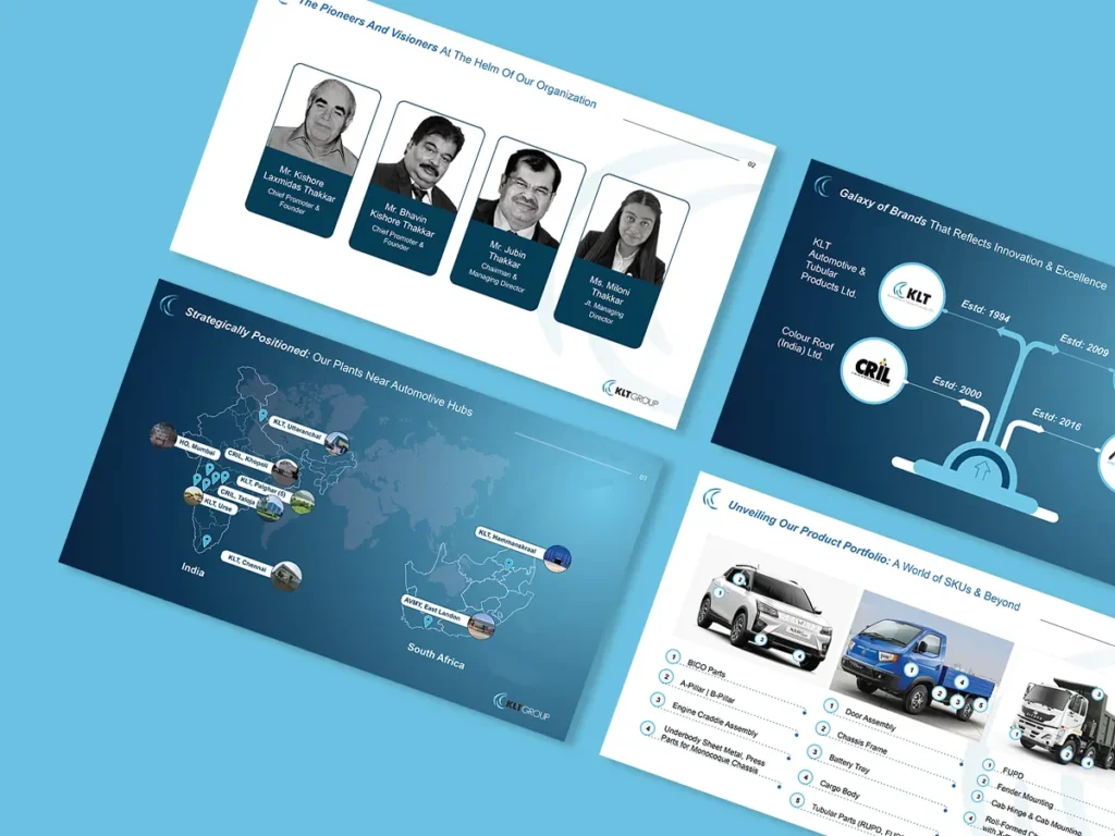 KLT GROUP Manufacturing Pitch Deck by top branding agency in mumbai