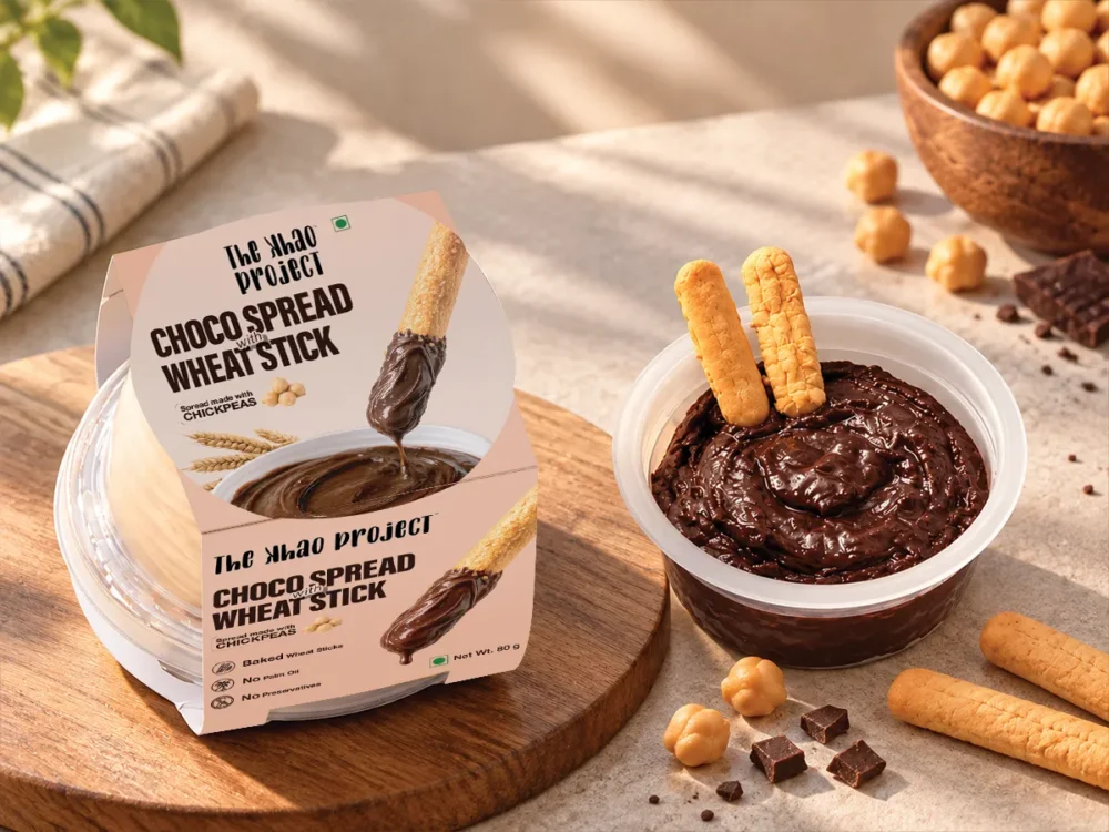 Choco Spread Wheat Stick on-the-go pack with breadsticks dipped in chocolate spread