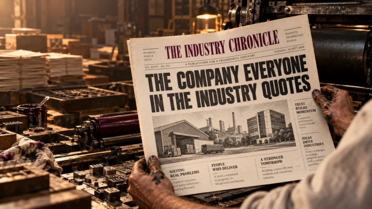 media coverage for B2B companies illustrated by a newspaper front page about a company the whole industry quotes